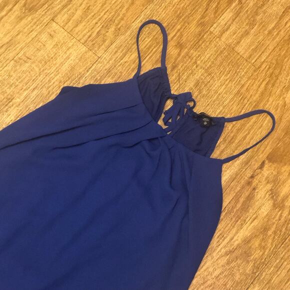 Express Blue Purple Pleated Spaghetti Strap Tie Tank Top Size XS - Picture 2 of 8